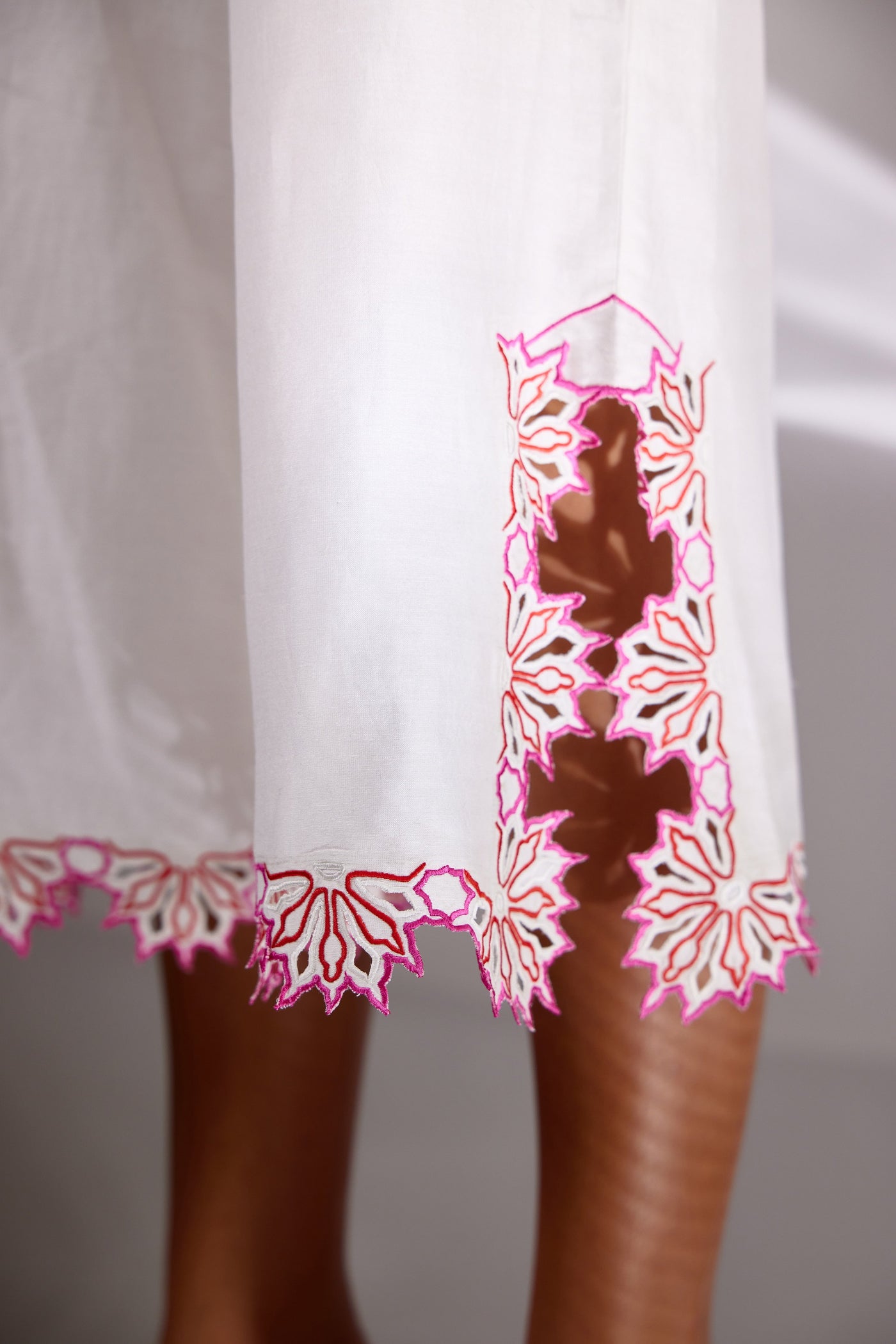 White Chanderi Silk Embroidered Culottes