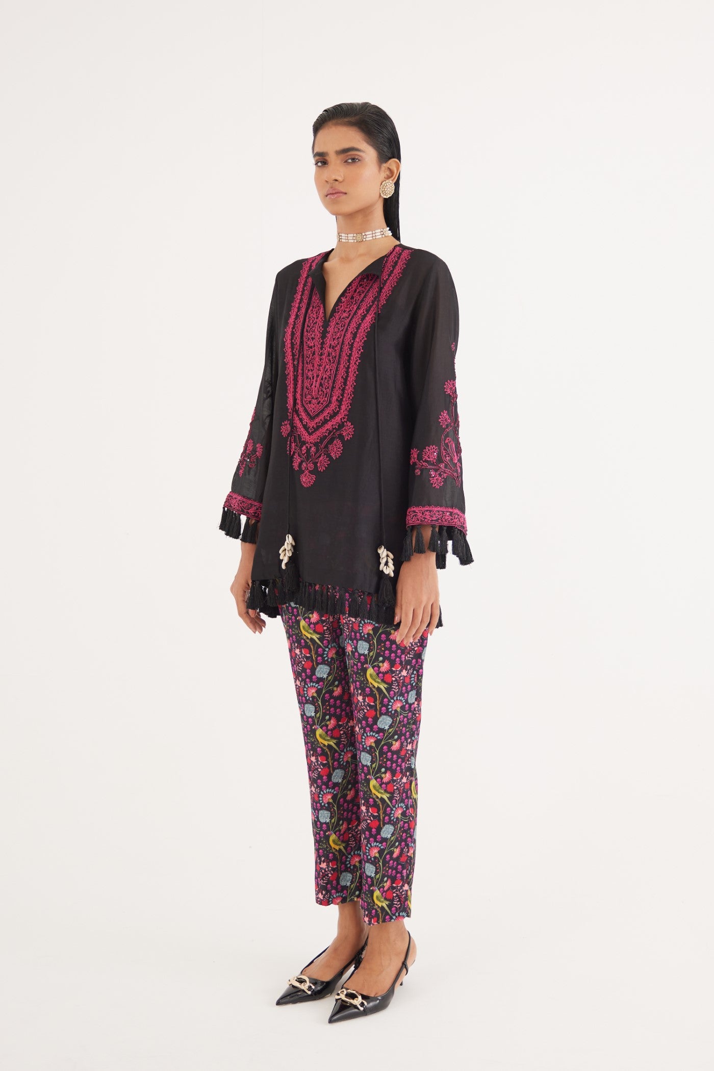 Black Mashroo Parrot Print Pant