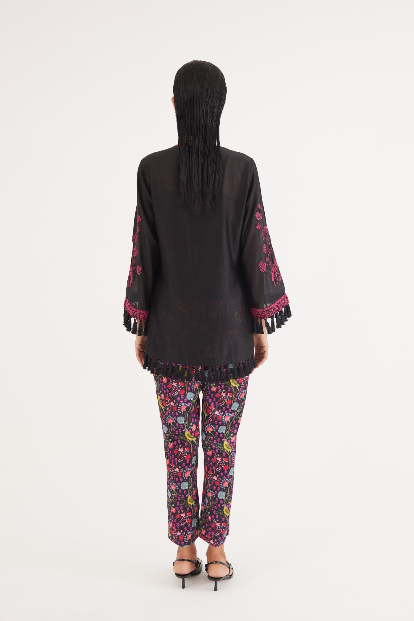 Black Mashroo Parrot Print Pant