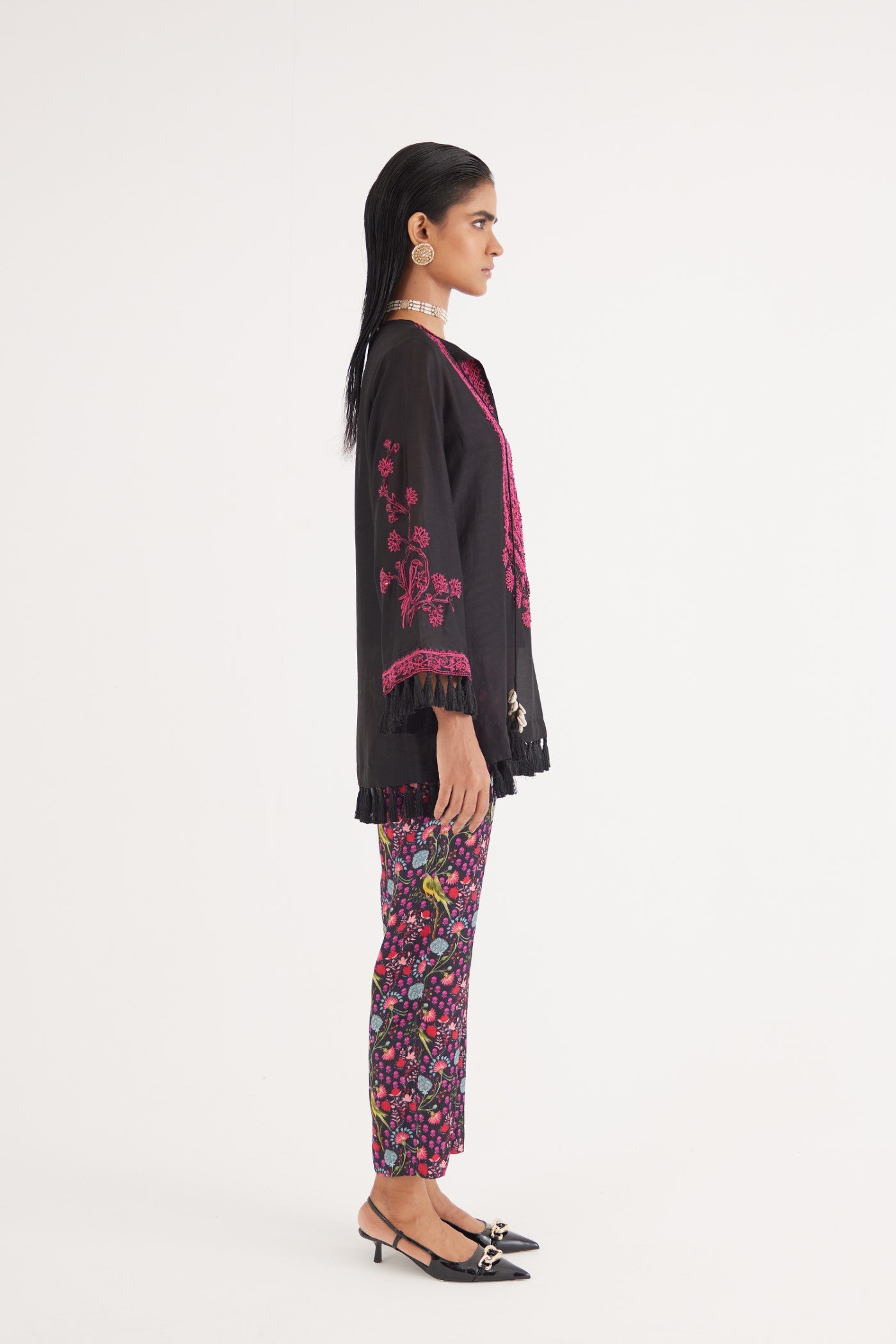 Black Mashroo Parrot Print Pant