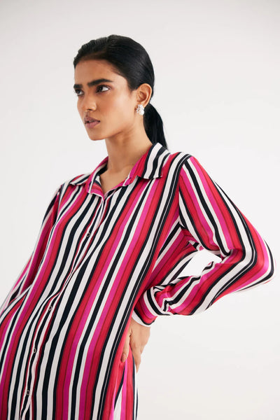 Pink Stripe Silk Shirt