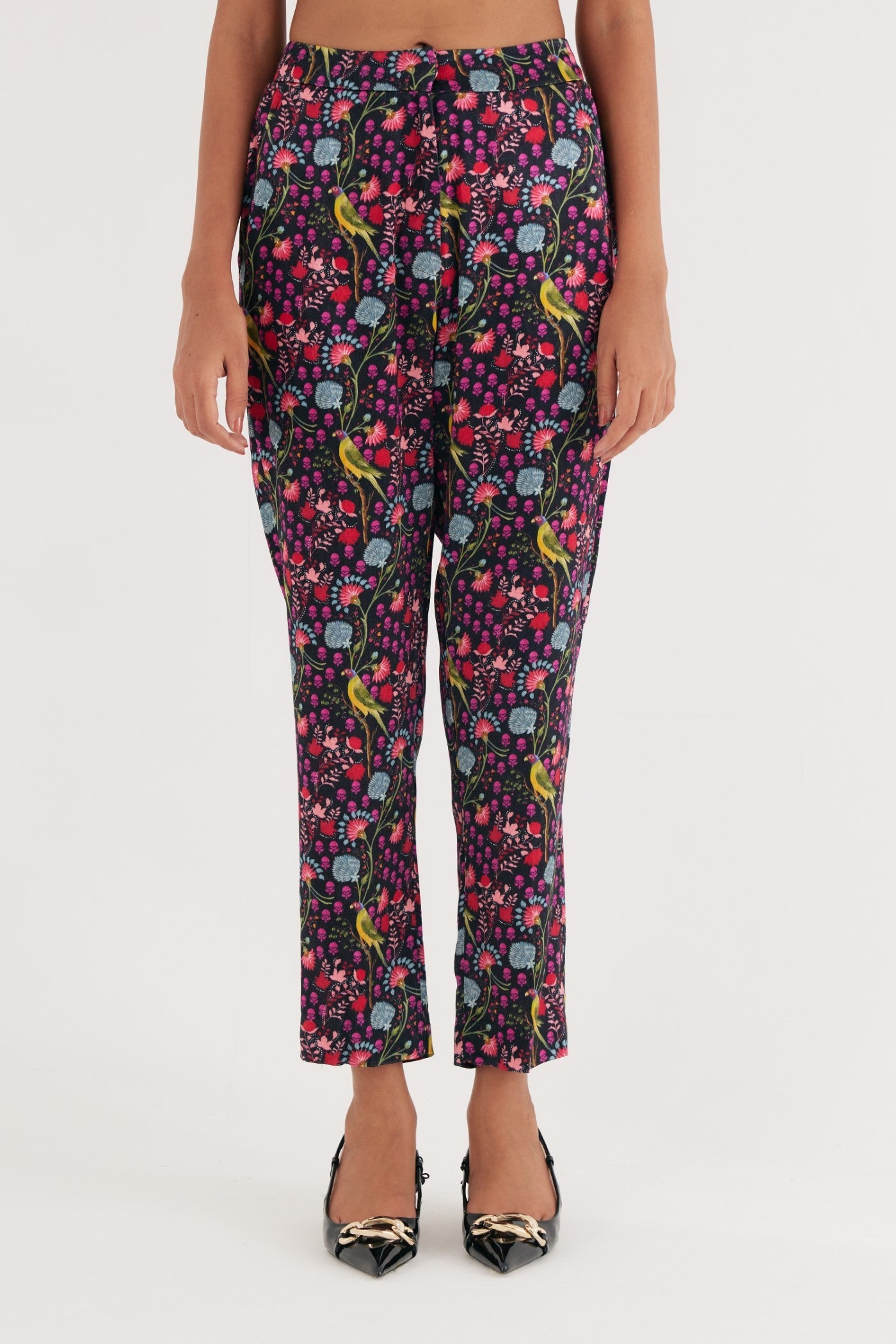 Black Mashroo Parrot Print Pant