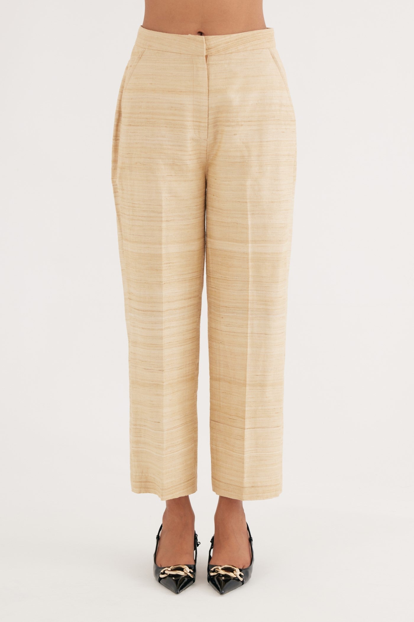 Natural Tussar Handloom Silk Straight Pants