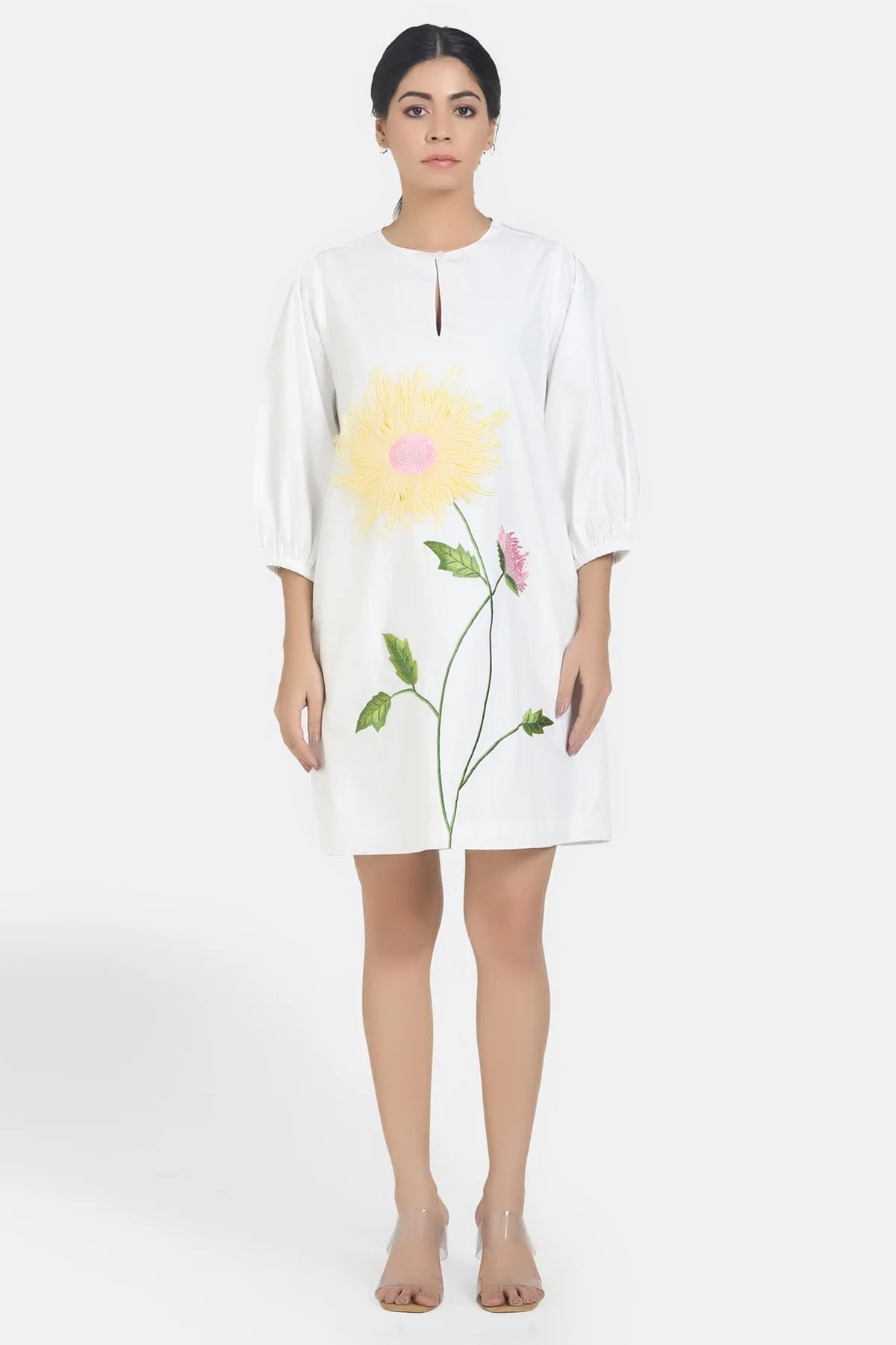 White Ribbon Summer Shift Dress