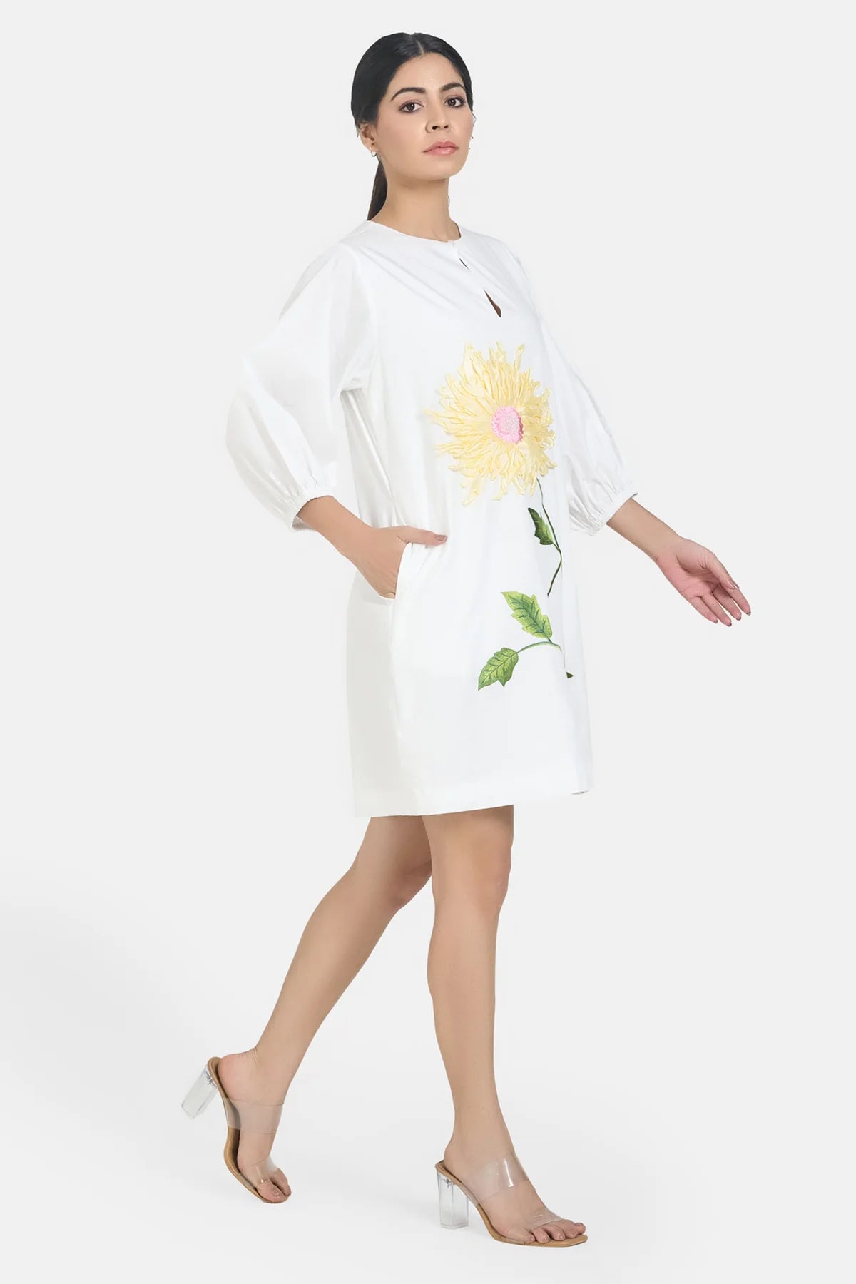 White Ribbon Summer Shift Dress
