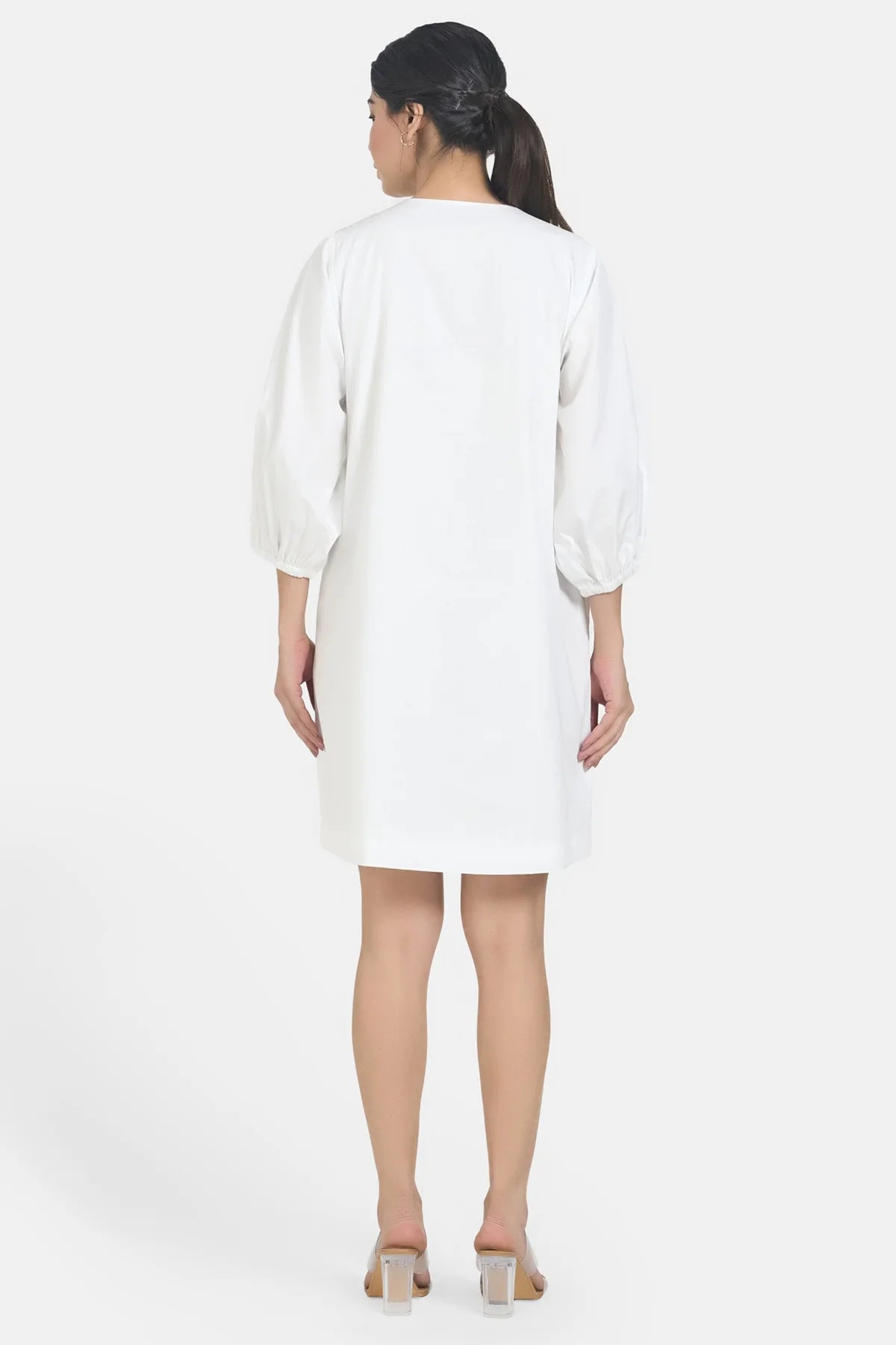 White Ribbon Summer Shift Dress