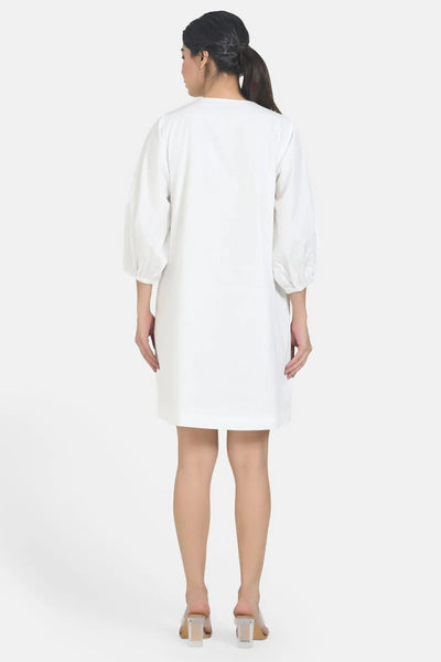 White Ribbon Summer Shift Dress