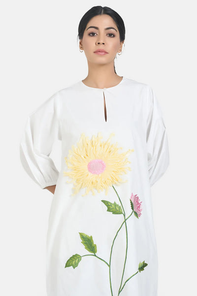 White Ribbon Summer Shift Dress