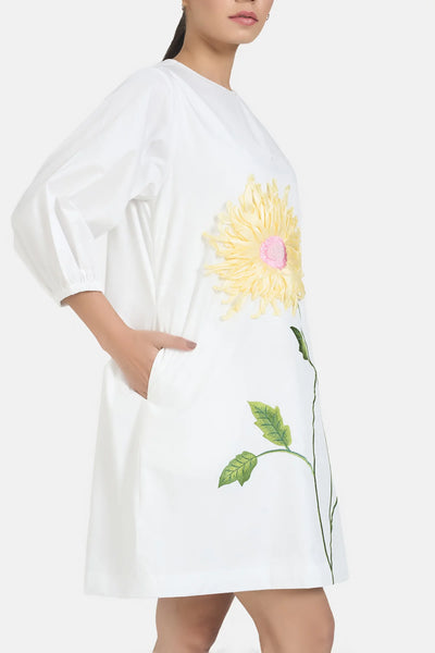 White Ribbon Summer Shift Dress