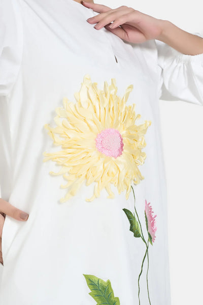 White Ribbon Summer Shift Dress