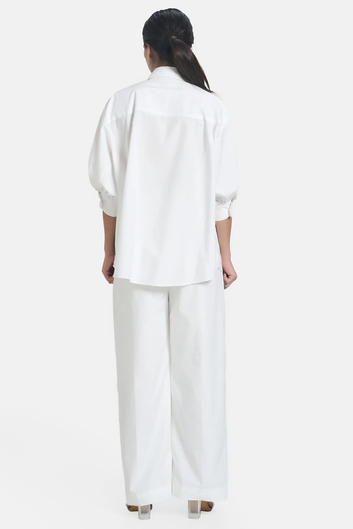 White Lotus Embroidered Oversized Shirt