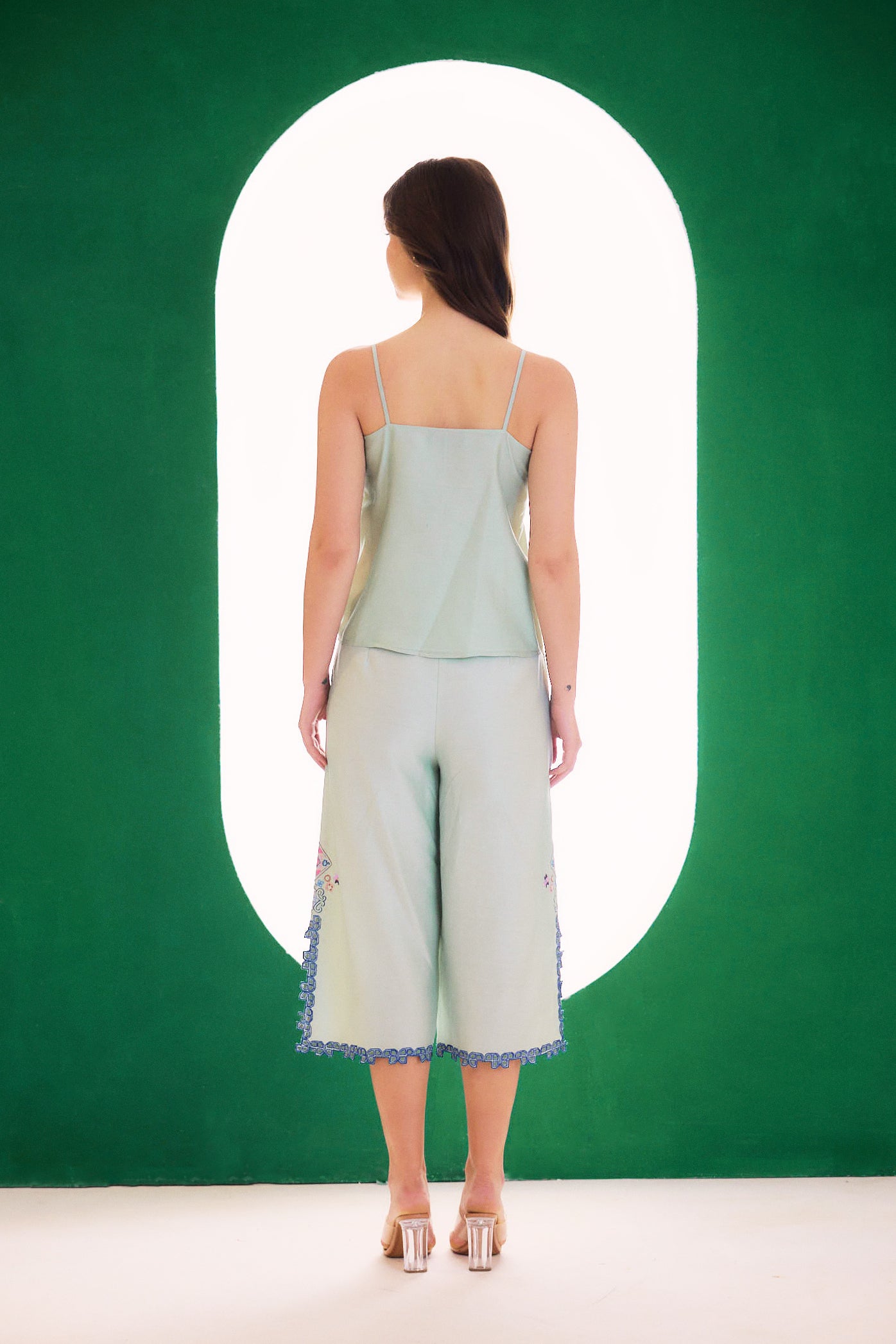 Mint Embroidered Dreamer Cape Set