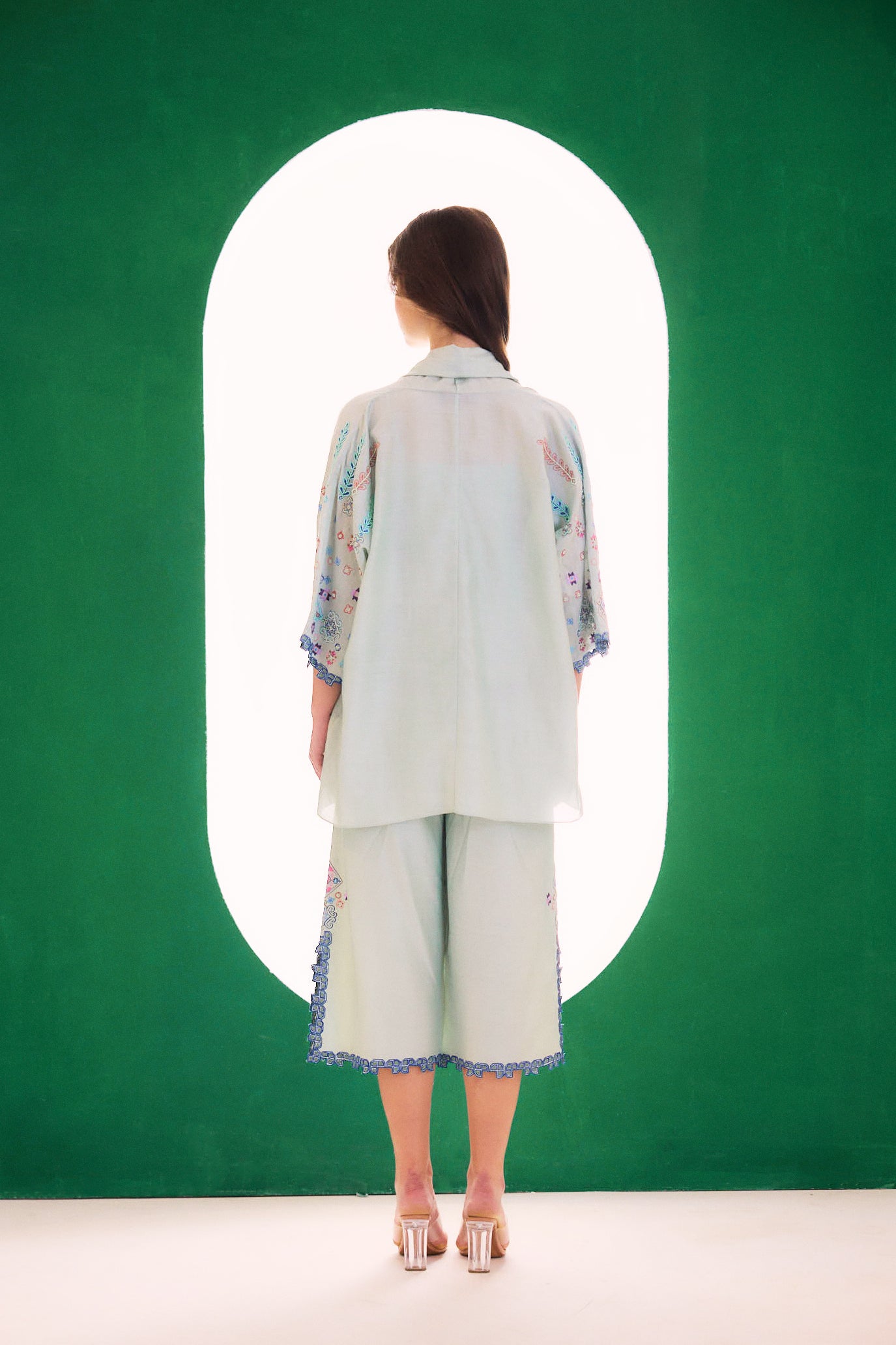 Mint Embroidered Dreamer Cape