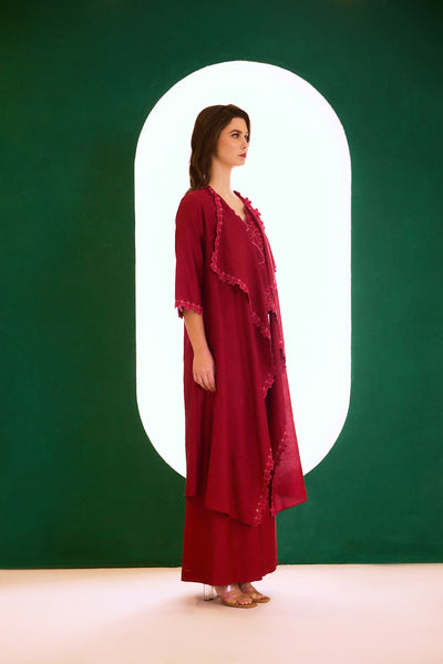 Berry long zealous embroidered cape