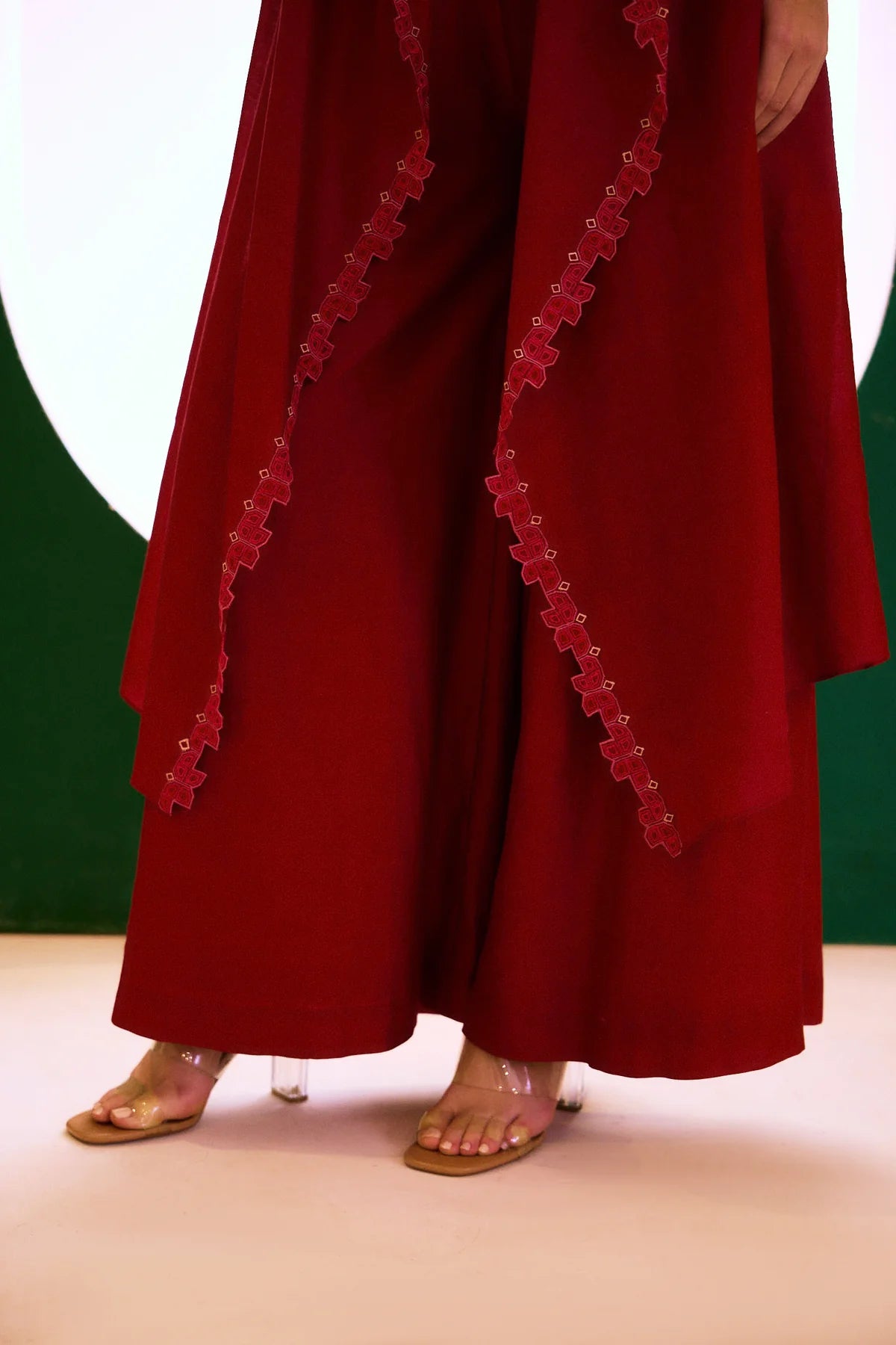 Berry  Zealous Embroidered Cape Set