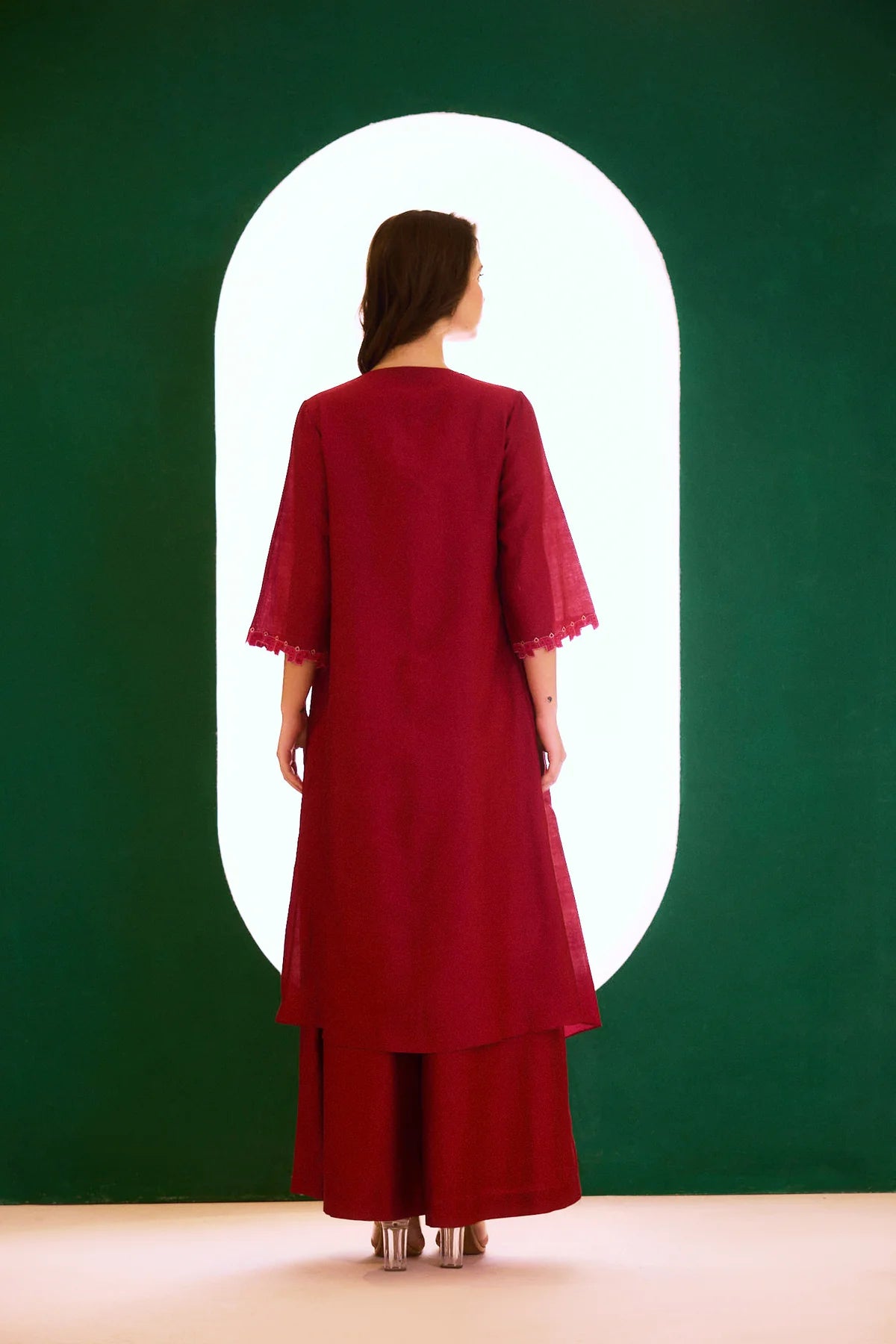 Berry  Zealous Embroidered Cape Set