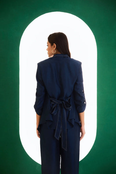 Midnight Blue Optimist Silk Jacket Set