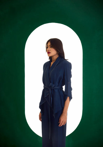 Midnight Blue Optimist Silk Jacket Set