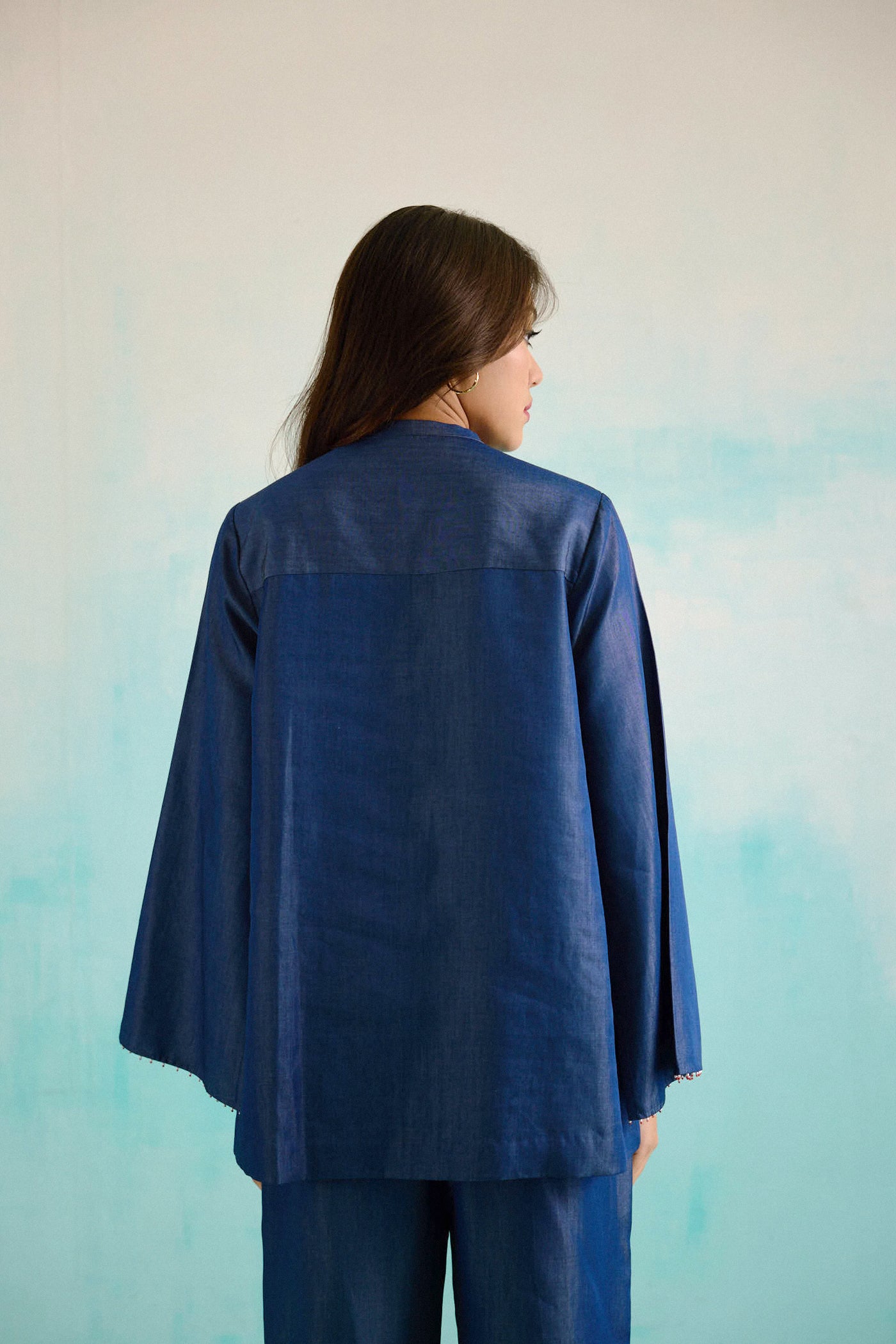 Denim Lily Cape Embroidered Shirt