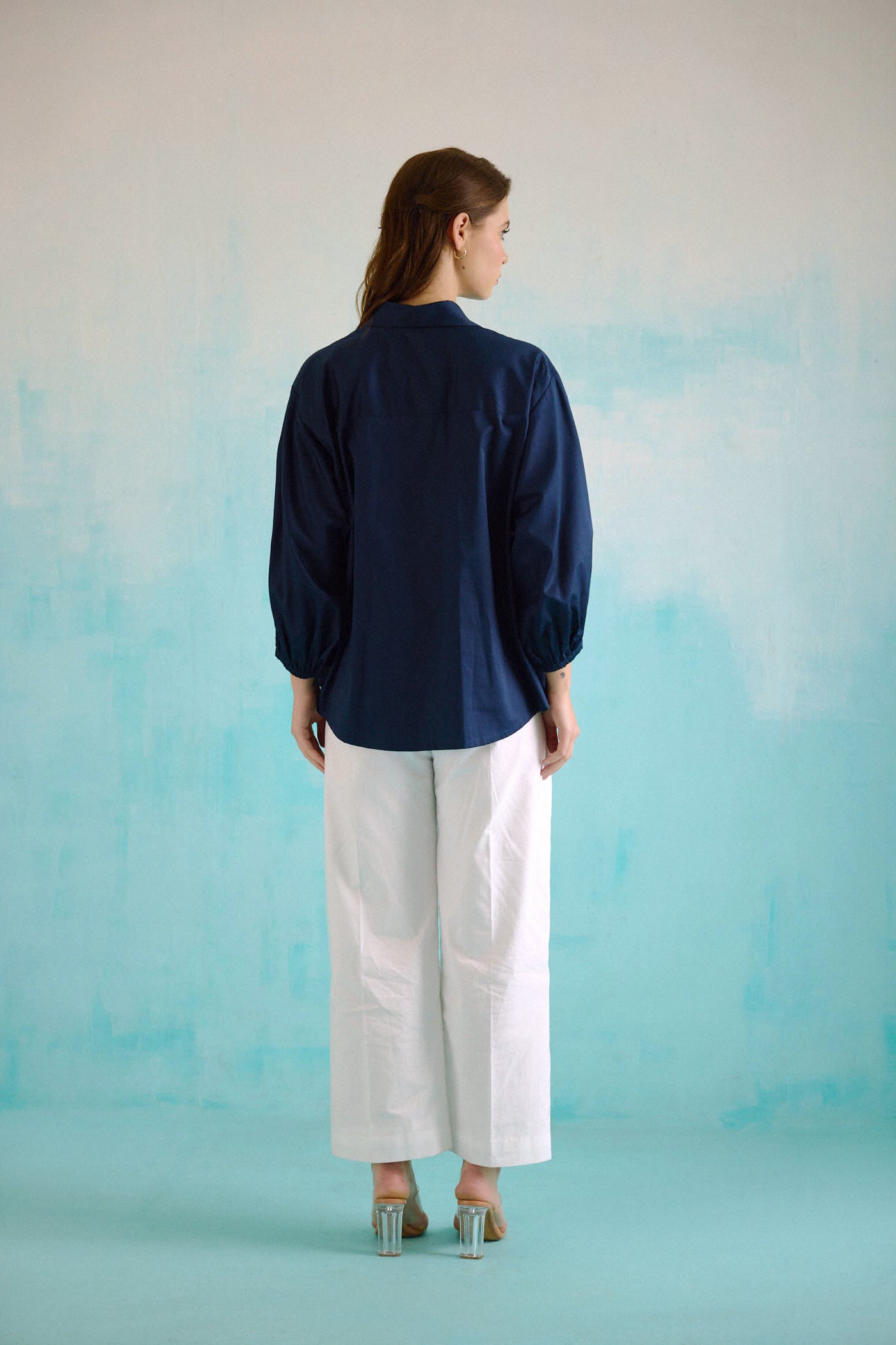 Navy Blue Idealist Embroidered Oversized Shirt