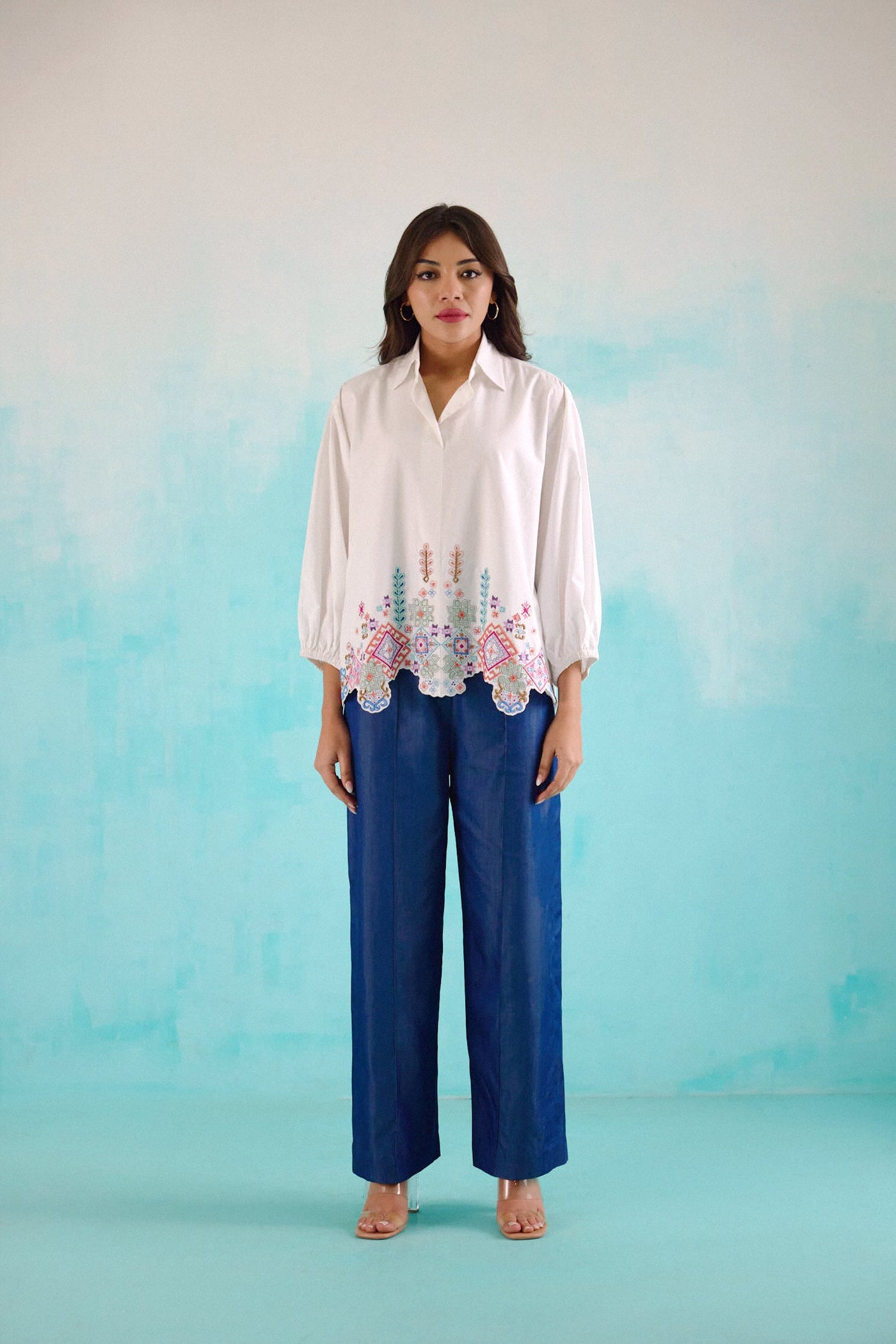 White Idealist Embroidered Oversized Shirt