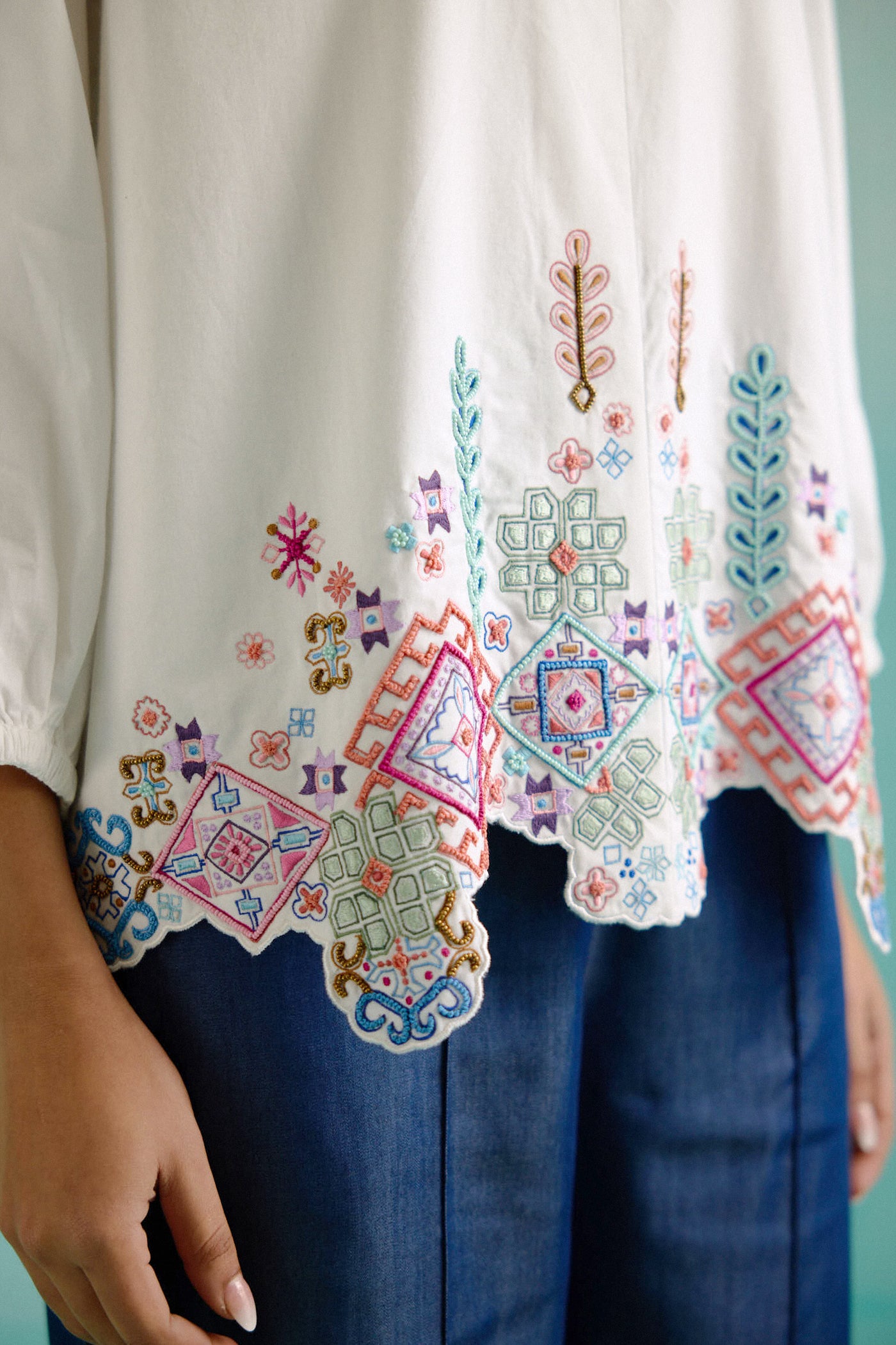 White Idealist Embroidered Oversized Shirt