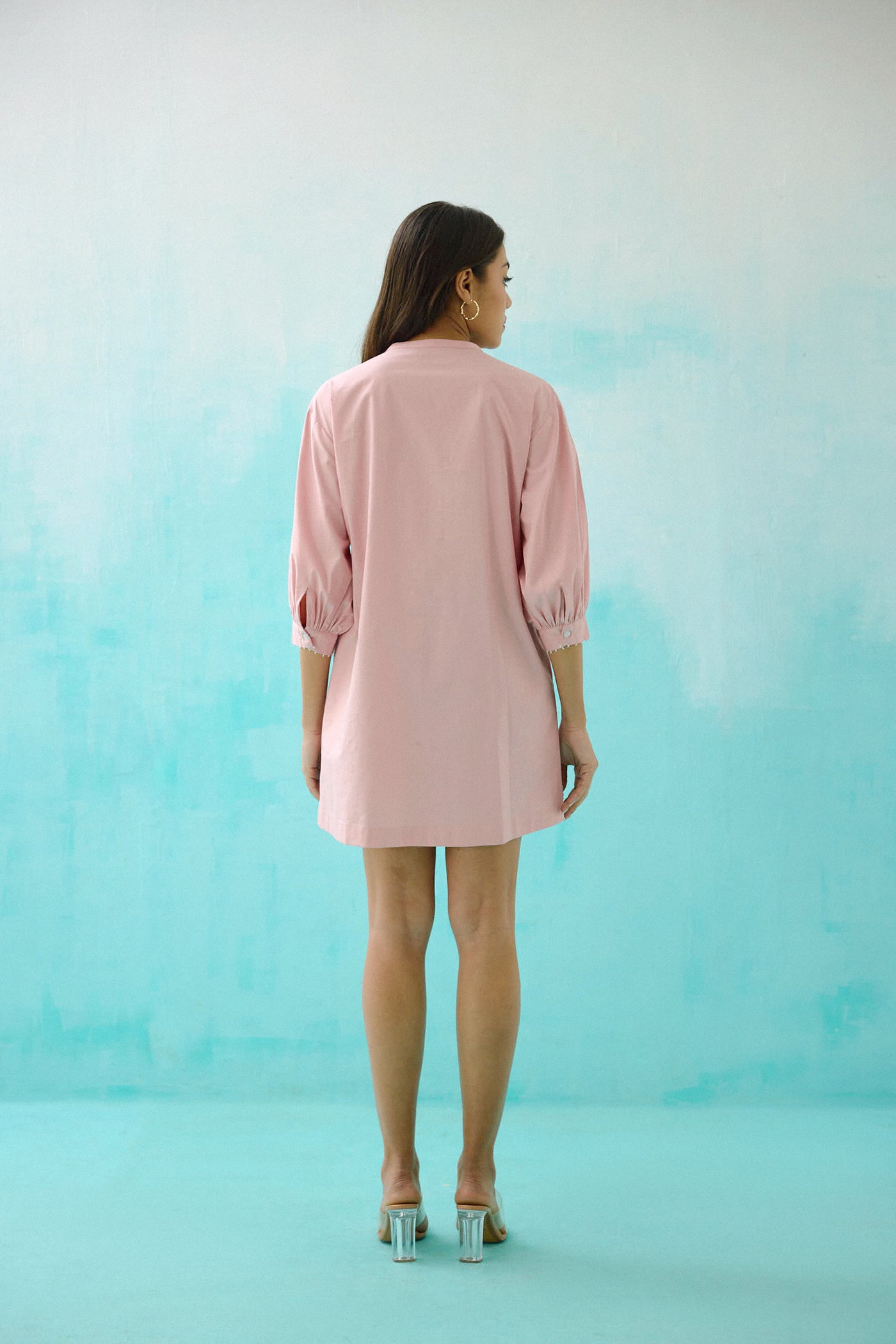 Blush pink cotton embroidered idealist shift dress