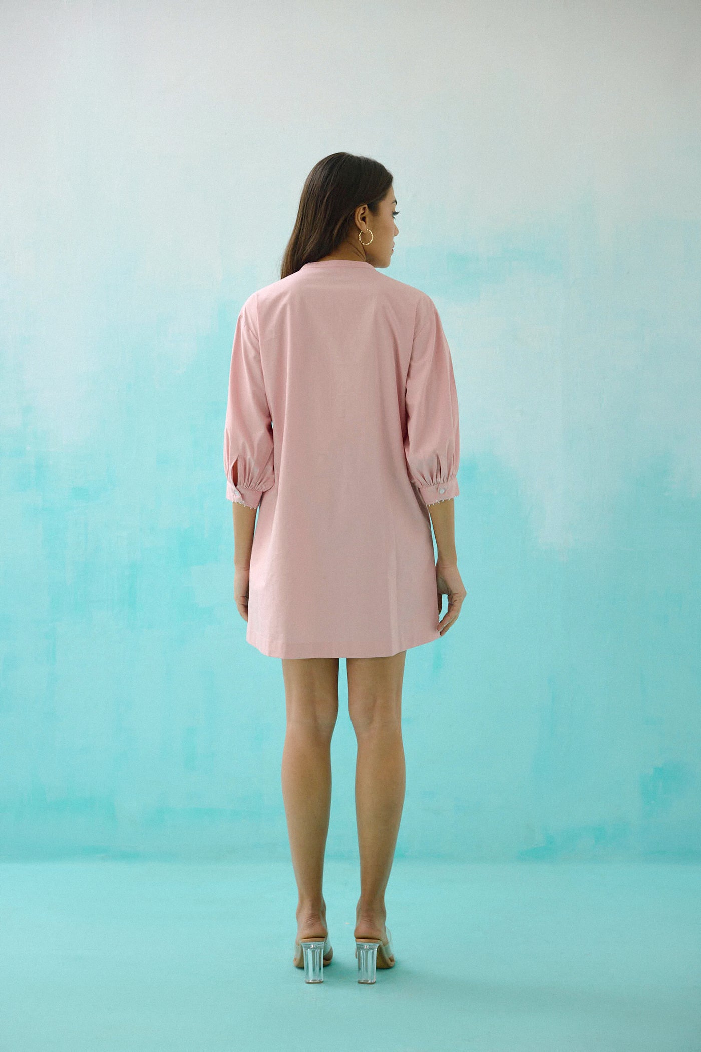 Blush pink cotton Embroidered Idealist Shift Dress