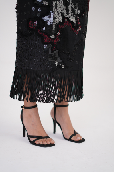 Artisan Threadwork Hand-Embroidered Silk Skirt