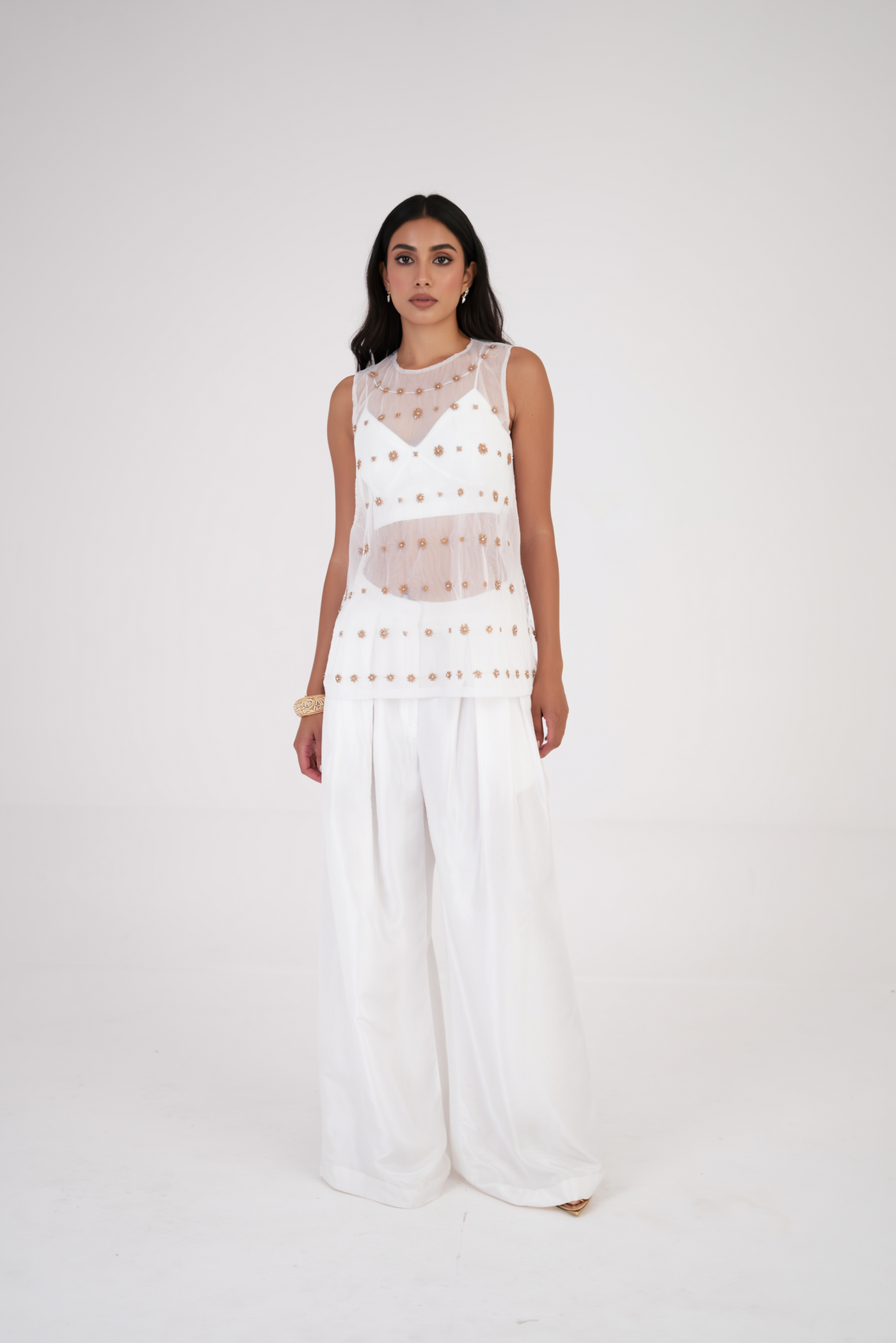 Golden Ivory Embroidered Top
