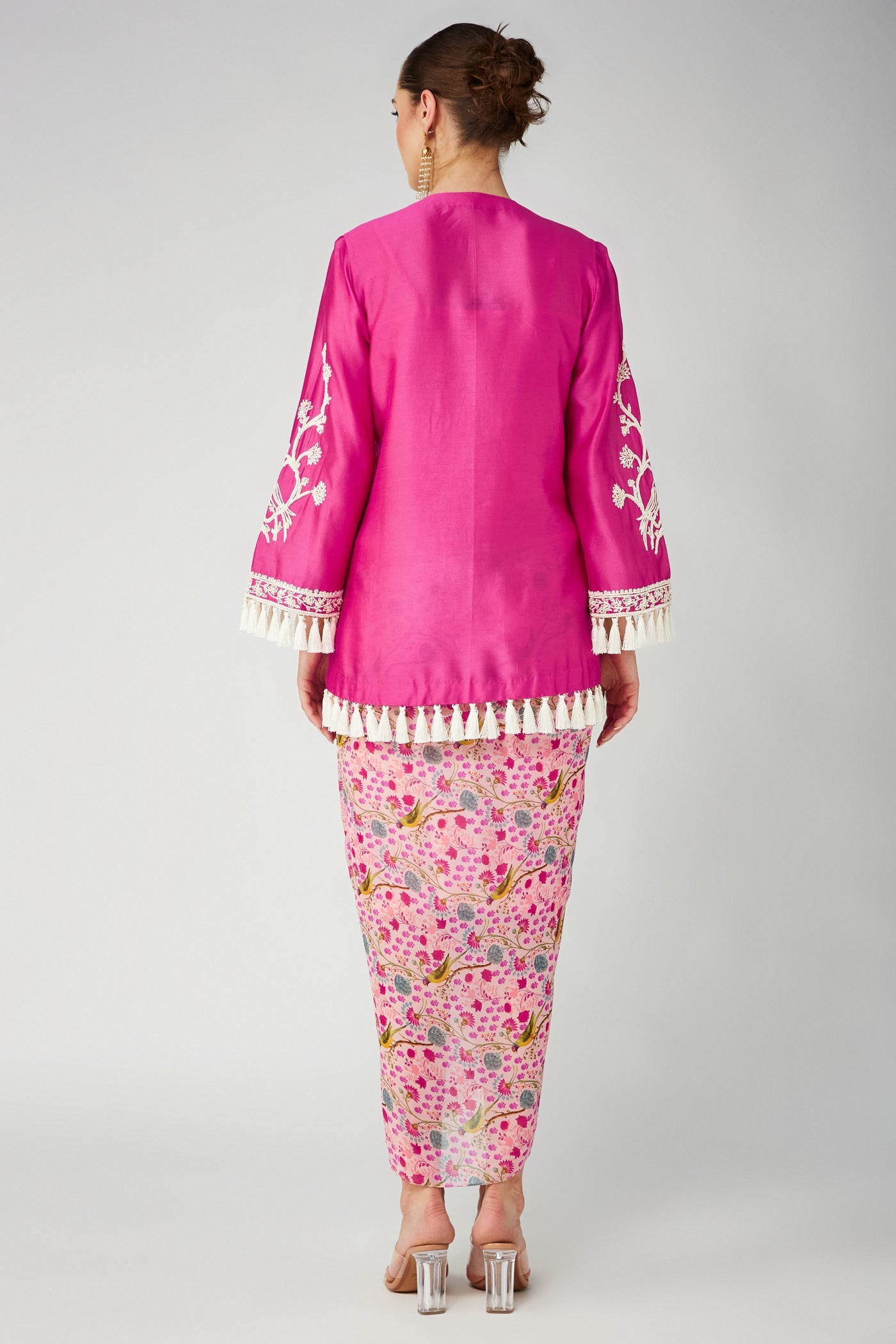 Rani pink Chanderi Silk Embroidered Kurta