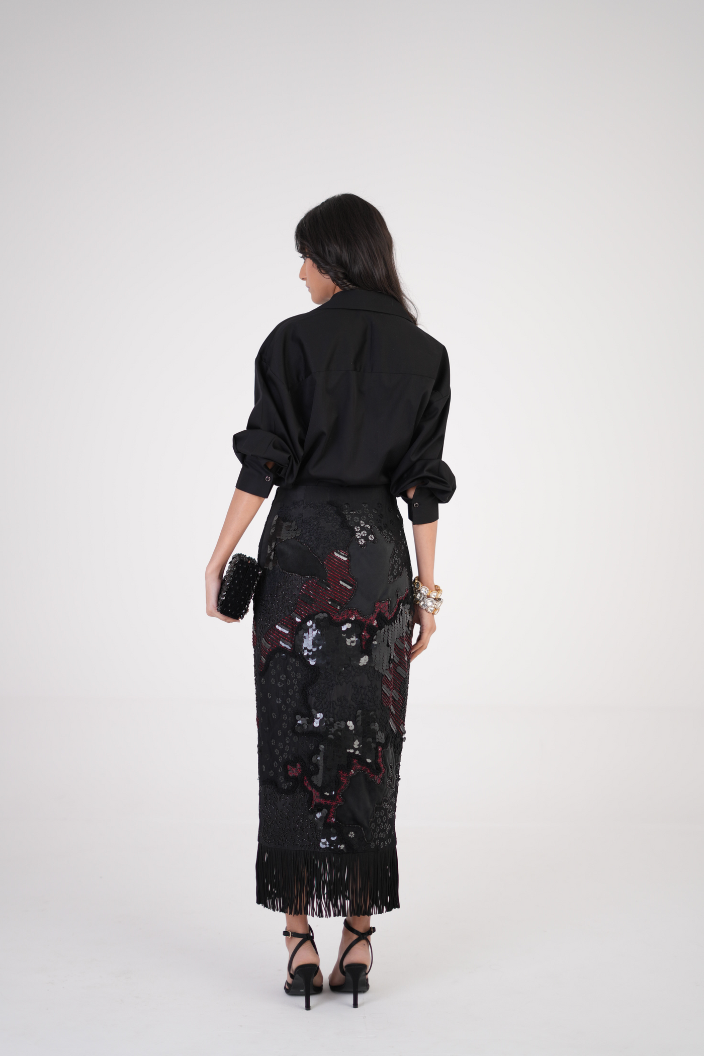 Artisan Threadwork Hand-Embroidered Silk Skirt