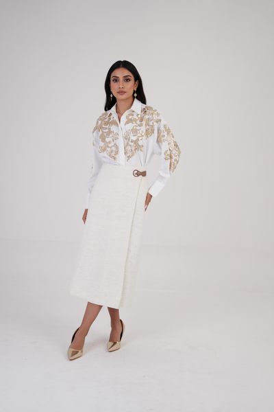 Feathered Golden Embroidered Shirt