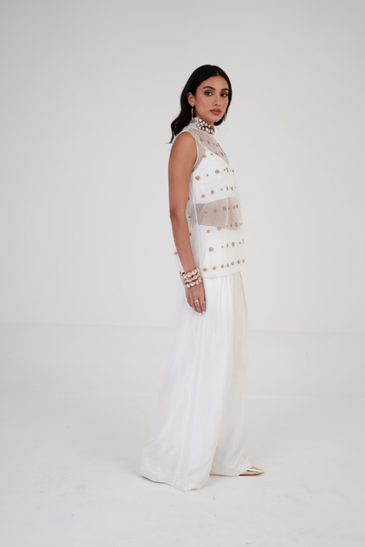 Golden Ivory Embroidered Top