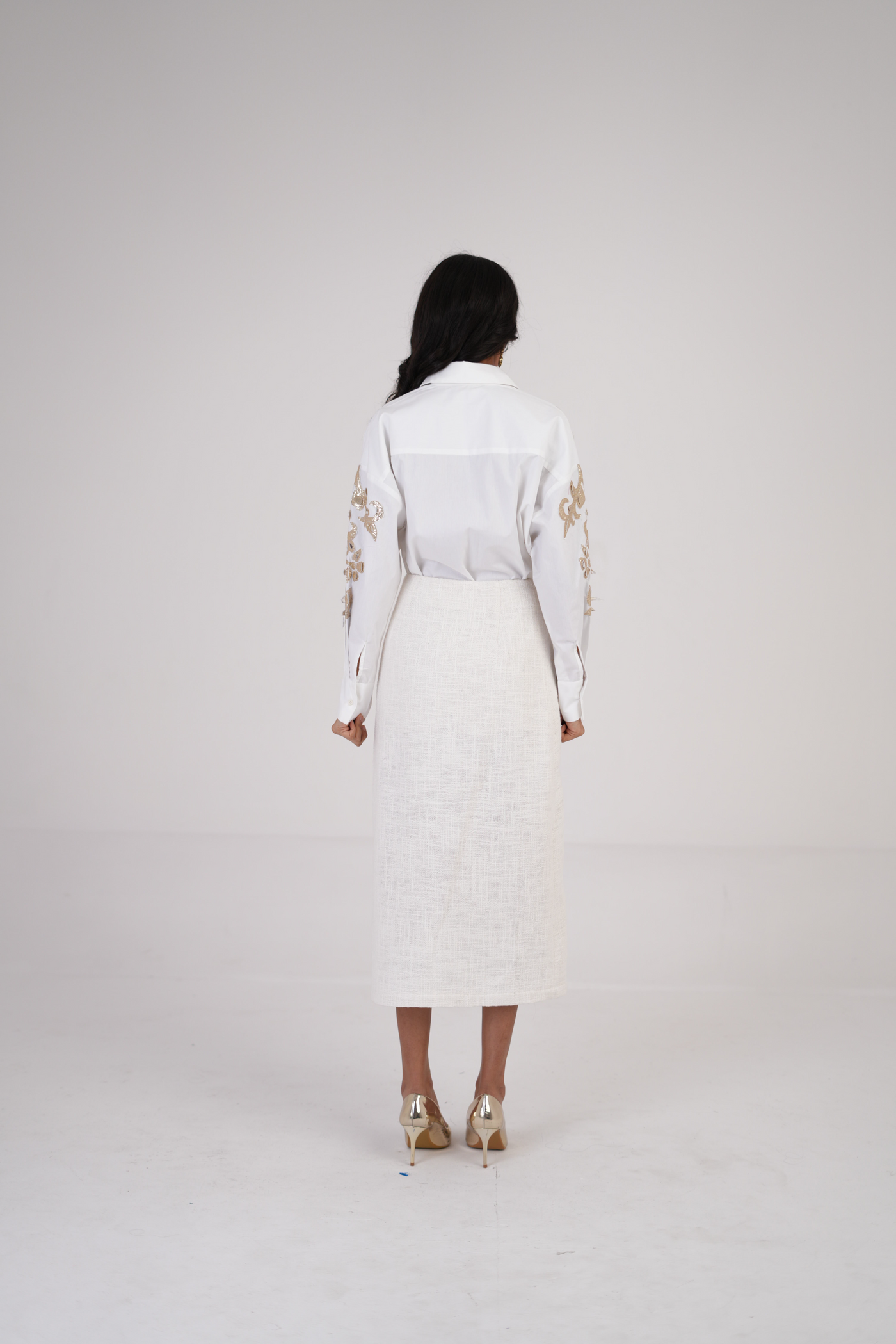 Feathered Golden Embroidered Shirt