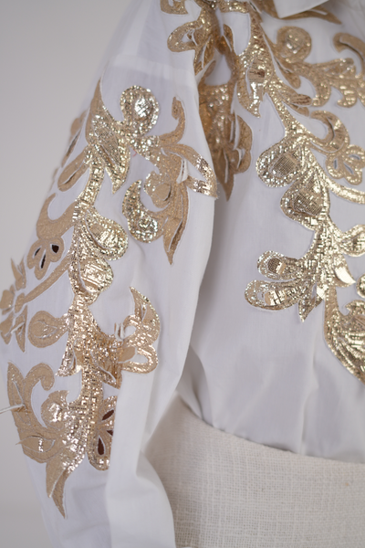 Feathered Golden Embroidered Shirt