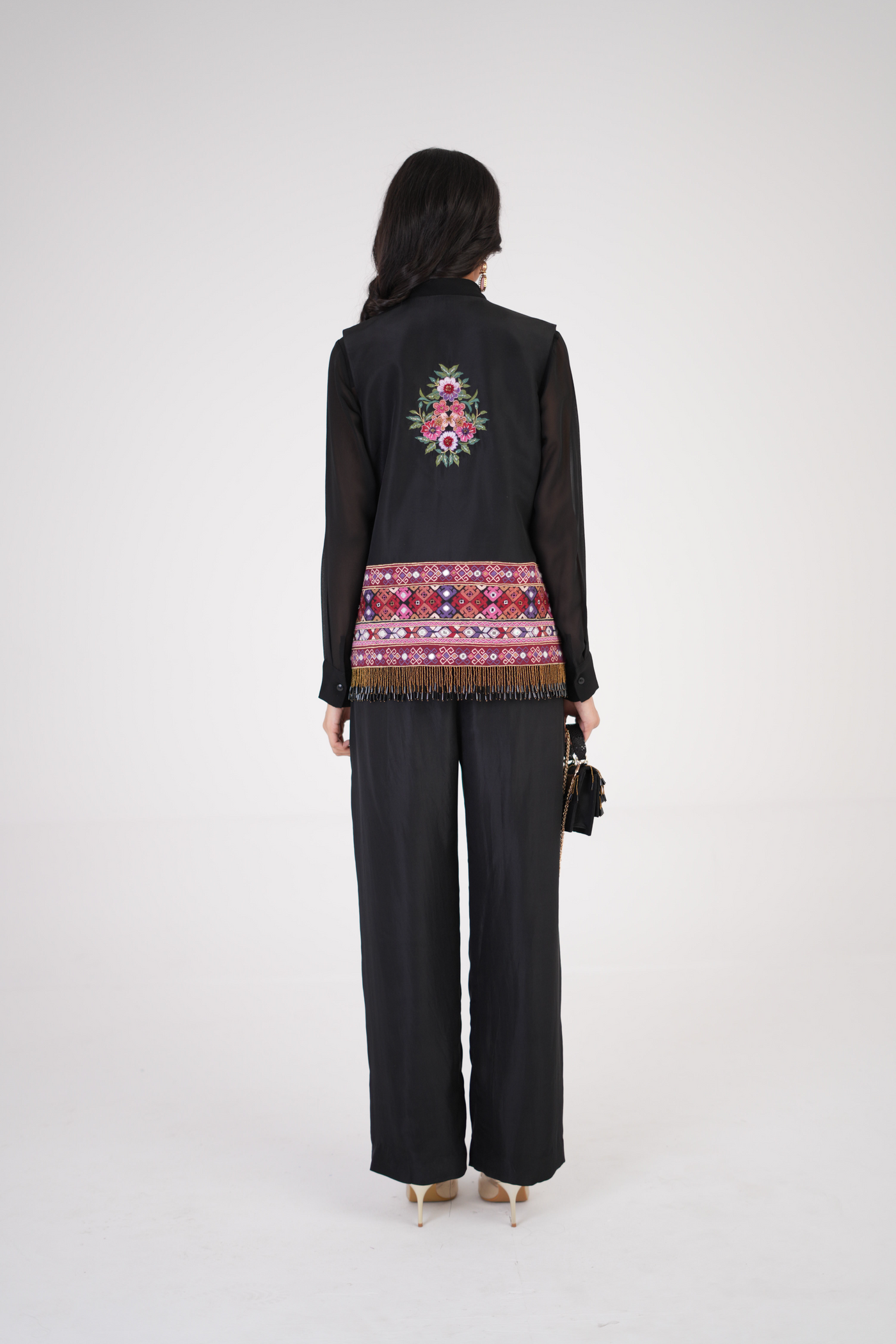 Opulent silk pleated pants