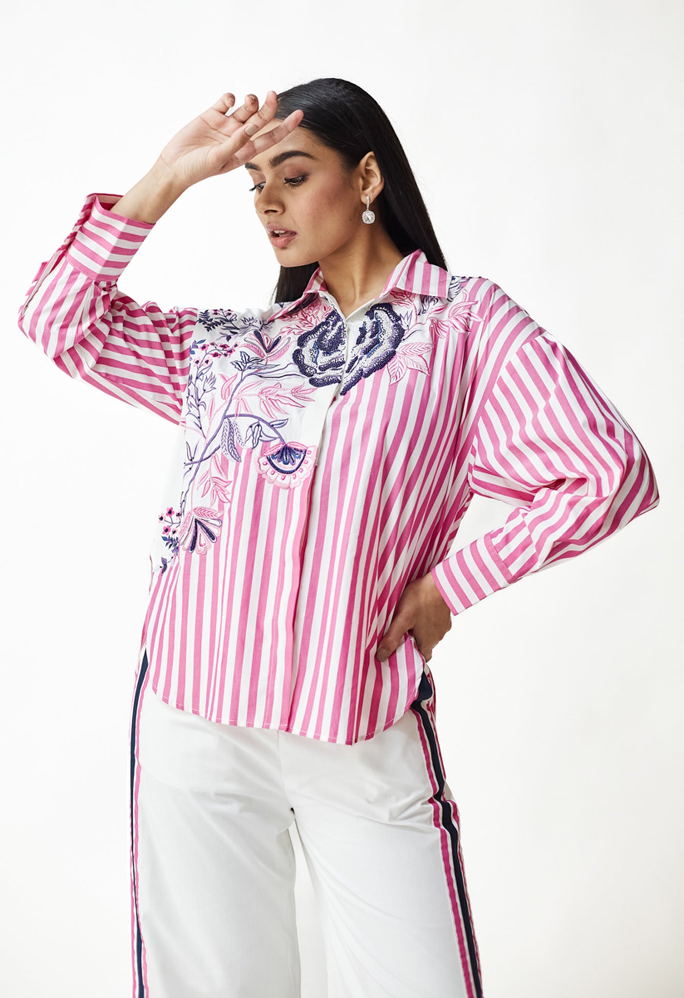 Ella Floral Stripe Shirt & Pant Set