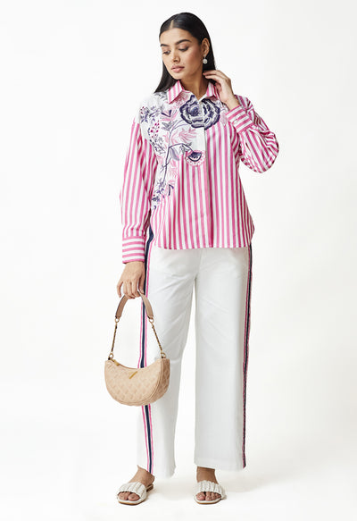 Ella Floral Stripe Shirt & Pant Set