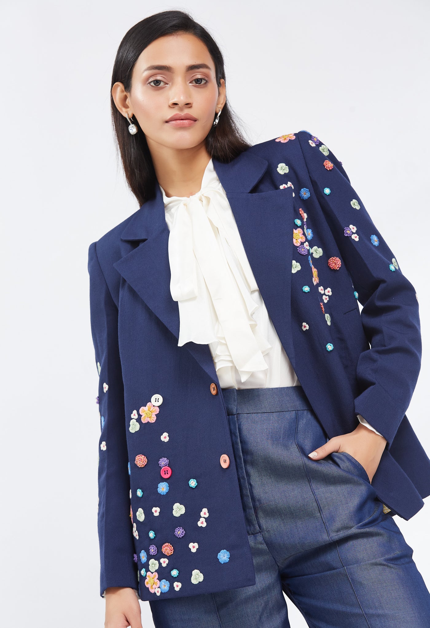 Fairy Flower Wool Hand Embroidered Jacket