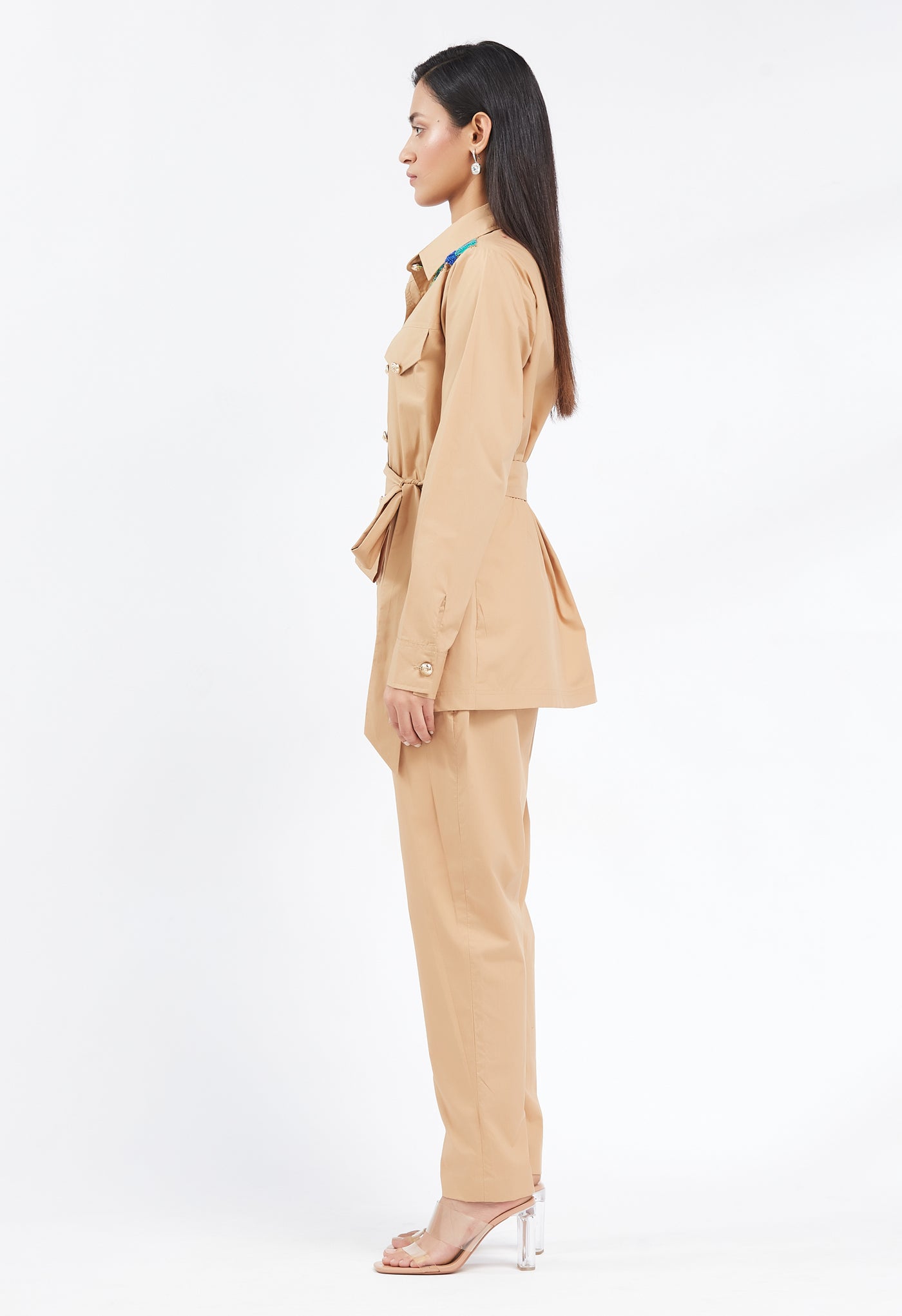 Camel Safari Hand Embroidered Co-ord Set