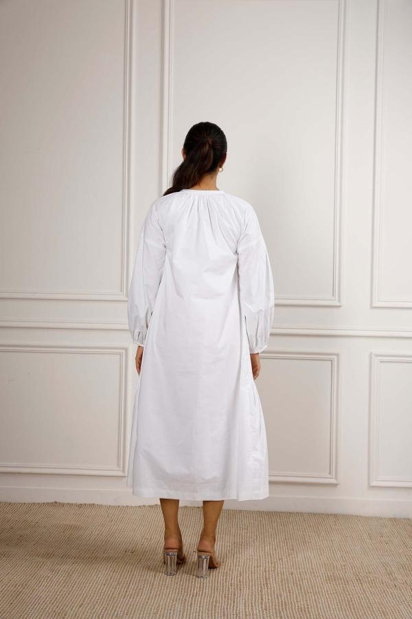 Blue Floral A Line Long Dress