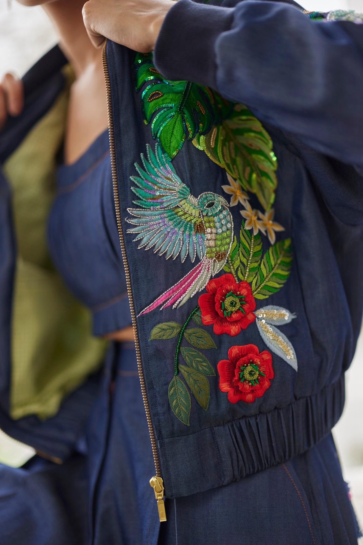 Women Clothing Denim Buda Embroidered Jacket  pants bustier