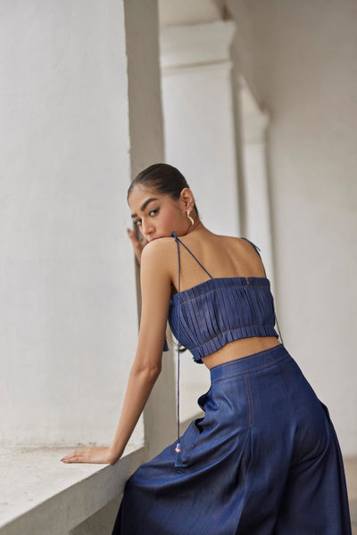 Denim Pleated Bustier