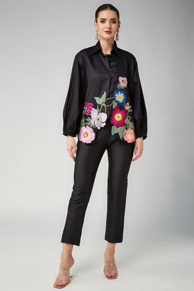 Full bloom oversized black shirt