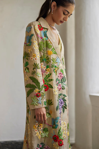 Golden Zari Embroidered Garden Jacket