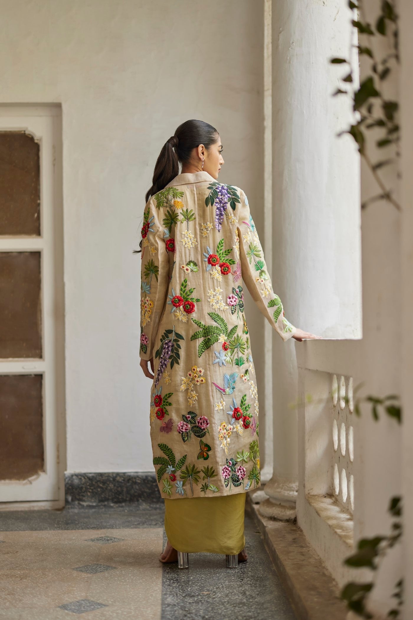 Golden Zari Embroidered Garden Jacket