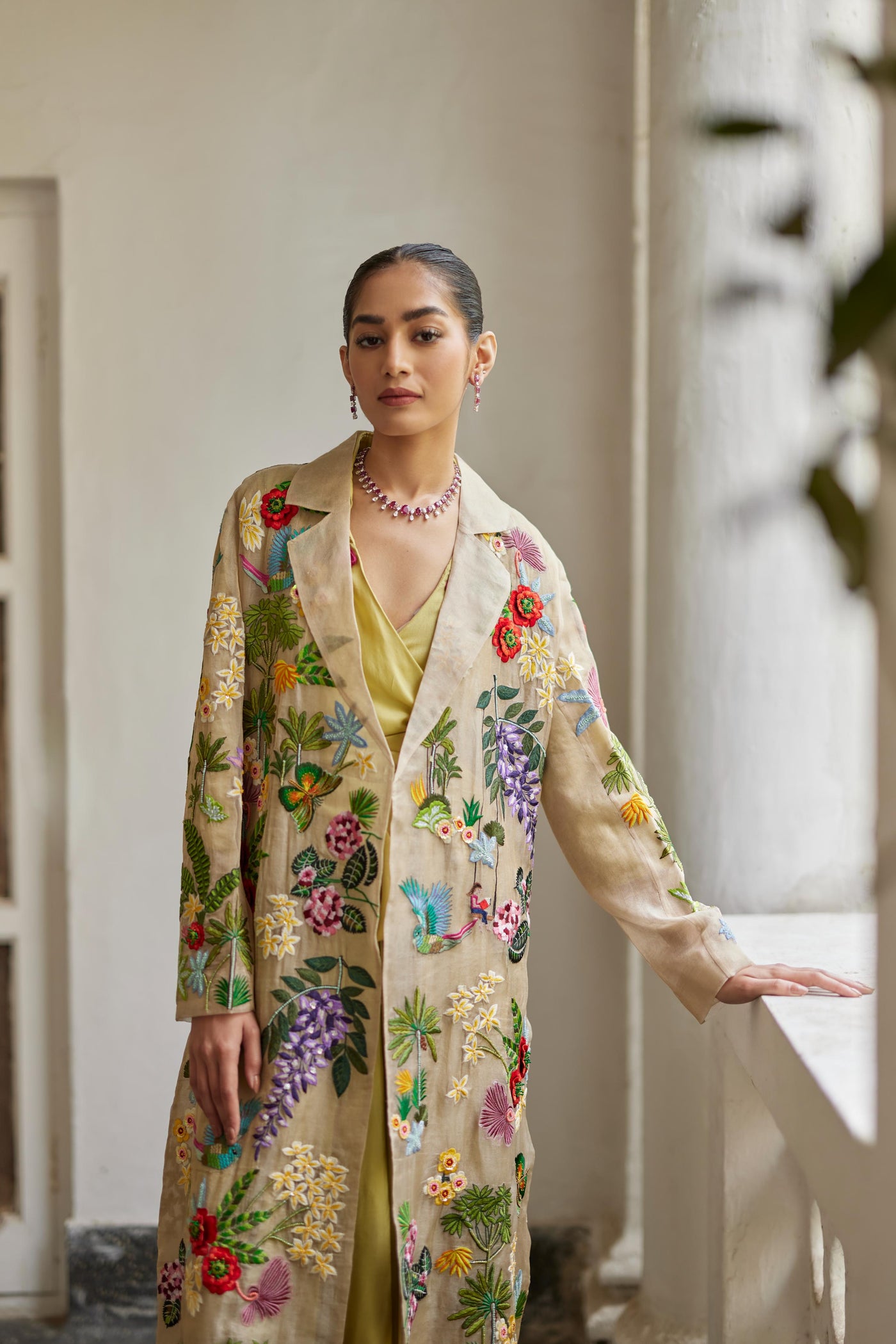 Golden Silk Zari Garden Jacket Set