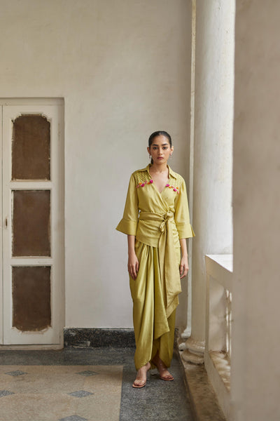 Leek Green Wrap Shirt