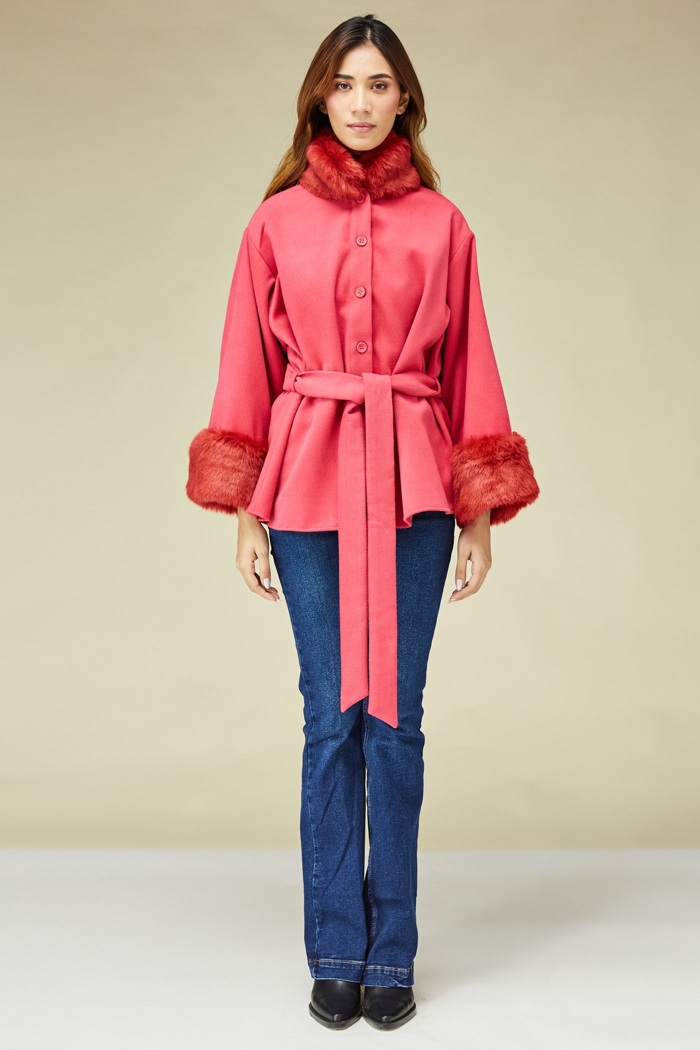 Hot Pink Woolen Cape